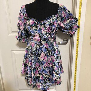 Allison & Kelly Floral Satin Corset Mini Dress